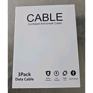 Black 6FT 2M USB Fast Data Charging Cable for iPhone